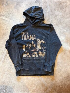 Vintage-Style Dirty Diana Graphic Hoodie - Black